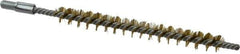 Schaefer Brush - 3" Brush Length, 5/16" Diam, Double Stem, Single Spiral Tube Brush - 4-1/2" Long, Brass, 8-32 Male Connection - Eagle Tool & Supply