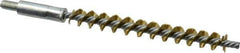 Schaefer Brush - 4" Brush Length, 7/16" Diam, Double Stem, Single Spiral Tube Brush - 6-1/4" Long, Brass, 1/4-28 Male Connection - Eagle Tool & Supply