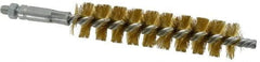 Schaefer Brush - 4" Brush Length, 7/8" Diam, Double Stem, Single Spiral Tube Brush - 6-1/4" Long, Brass, 1/4-28 Male Connection - Eagle Tool & Supply