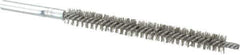 Schaefer Brush - 3" Brush Length, 5/16" Diam, Double Stem, Double Spiral Tube Brush - 4-3/4" Long, Stainless Steel, 8-32 Female Connection - Eagle Tool & Supply