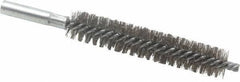 Schaefer Brush - 4" Brush Length, 13/16" Diam, Double Stem, Double Spiral Tube Brush - 6" Long, Stainless Steel, 12-24 Female Connection - Eagle Tool & Supply