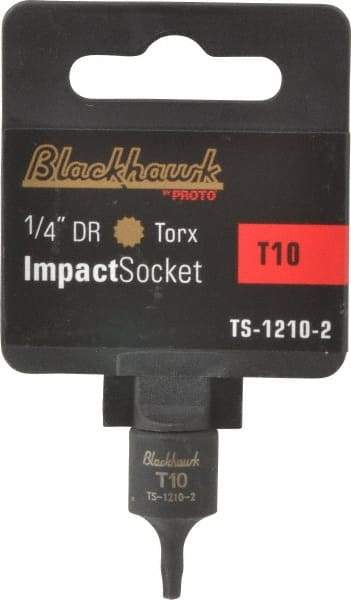 Blackhawk by Proto - 1/4" Drive, T10 Impact Torx Bit Socket - 1" OAL - Eagle Tool & Supply