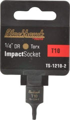 Blackhawk by Proto - 1/4" Drive, T10 Impact Torx Bit Socket - 1" OAL - Eagle Tool & Supply
