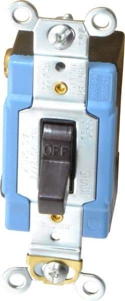 Cooper Wiring Devices - 1 Pole, 120 to 277 VAC, 15 Amp, Industrial Grade, Toggle, Wall and Dimmer Light Switch - 1.31 Inch Wide x 3.28 Inch High - Eagle Tool & Supply