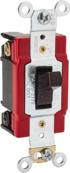 Cooper Wiring Devices - 1 Pole, 120 to 277 VAC, 20 Amp, Industrial Grade, Toggle, Wall and Dimmer Light Switch - 1.3 Inch Wide x 4.19 Inch High, Fluorescent - Eagle Tool & Supply