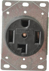 Cooper Wiring Devices - 125/250 VAC, 30 Amp, 14-30R NEMA Configuration, Black, Specification Grade, Ungrounded Single Receptacle - 1 Phase, 3 Poles, 3 Wire, Flush Mount, Corrosion Resistant - Eagle Tool & Supply