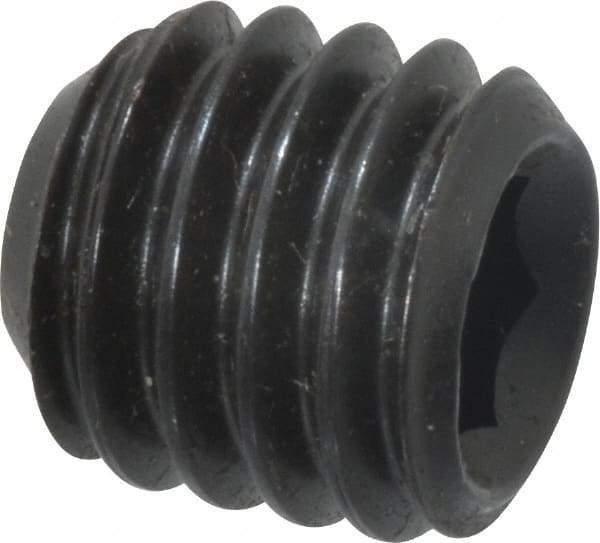 Made in USA - 3/8-16 UNC, 3/8" Length Under Head, Cup Point Set Screw - Grade 8 Alloy Steel, 3/16" Key - Eagle Tool & Supply