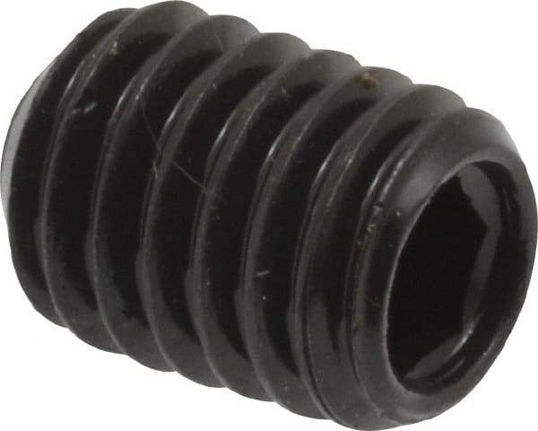Made in USA - 3/8-16 UNC, 1/2" Length Under Head, Cup Point Set Screw - Grade 8 Alloy Steel, 3/16" Key - Eagle Tool & Supply