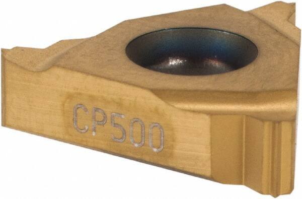 Seco - 16ER External Right Hand ISO Laydown Threading Insert - Grade CP500, TiAlN/TiN Coated Carbide, 9.53mm Inscribed Circle - Eagle Tool & Supply