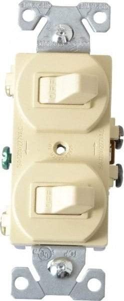 Cooper Wiring Devices - 1 Pole, 120/277 VAC, 15 Amp, Flush Mounted, Duplex Switch - NonNEMA Configuration, 2 Switch, Back Side Wiring, cULus Listed, NOM 426, RoHS Compliant Standard - Eagle Tool & Supply