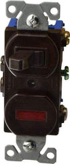 Cooper Wiring Devices - 1 Pole, 120 VAC, 15 Amp, Flush Mounted, Combination Switch with Pilot Light - NonNEMA Configuration, 1 Switch, Back Side Wiring, cULus Listed, RoHS Compliant Standard - Eagle Tool & Supply