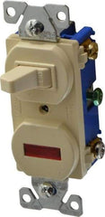 Cooper Wiring Devices - 2 Pole, 120 VAC, 15 Amp, Flush Mounted, Combination Switch with Pilot Light - 7-50 Configuration, 1 Switch, Back Side Wiring, cULus Listed, RoHS Compliant Standard - Eagle Tool & Supply