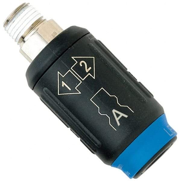 Legris - 3/8 Male NPT Pneumatic Hose Safety Coupler - 3/8" ID, Fiber Glass, Industrial Interchange, 3/8" Body Diam - Eagle Tool & Supply
