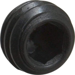 Made in USA - 1/4-28 UNF, 3/16" Length Under Head, Cup Point Set Screw - Grade 8 Alloy Steel, 1/8" Key - Eagle Tool & Supply