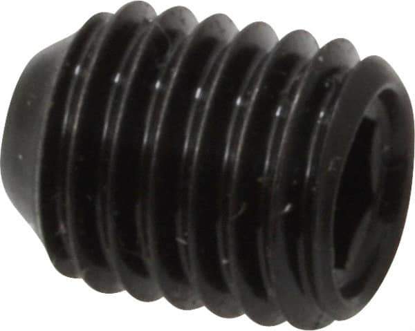 Made in USA - 1/4-28 UNF, 5/16" Length Under Head, Cup Point Set Screw - Grade 8 Alloy Steel, 1/8" Key - Eagle Tool & Supply