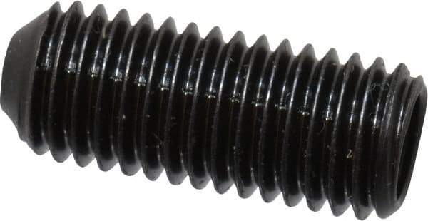 Made in USA - 1/4-28 UNF, 5/8" Length Under Head, Cup Point Set Screw - Grade 8 Alloy Steel, 1/8" Key - Eagle Tool & Supply