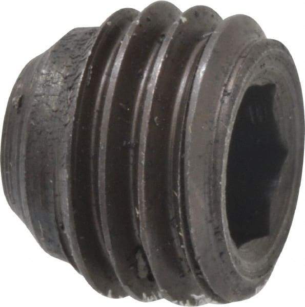 Made in USA - 5/16-24 UNF, 1/4" Length Under Head, Cup Point Set Screw - Grade 8 Alloy Steel, 5/32" Key - Eagle Tool & Supply