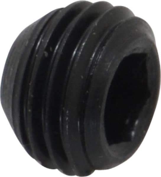 Made in USA - 3/8-24 UNF, 1/4" Length Under Head, Cup Point Set Screw - Grade 8 Alloy Steel, 3/16" Key - Eagle Tool & Supply