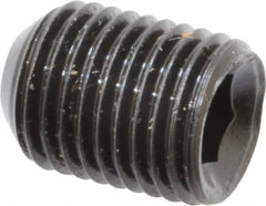 Made in USA - 3/8-24 UNF, 1/2" Length Under Head, Cup Point Set Screw - Grade 8 Alloy Steel, 3/16" Key - Eagle Tool & Supply