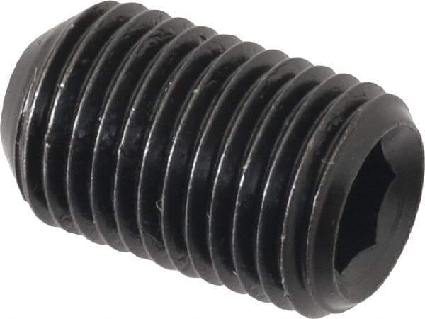 Made in USA - 3/8-24 UNF, 5/8" Length Under Head, Cup Point Set Screw - Grade 8 Alloy Steel, 3/16" Key - Eagle Tool & Supply