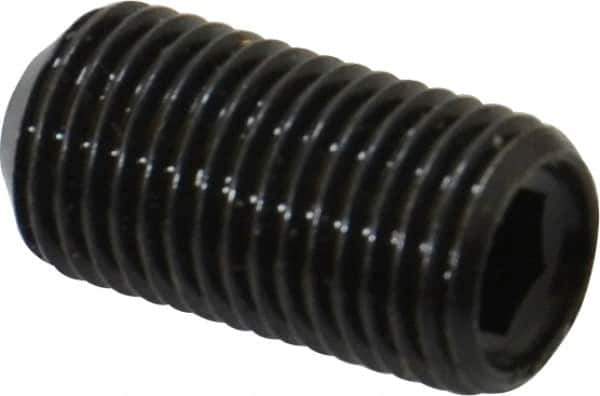 Made in USA - 3/8-24 UNF, 3/4" Length Under Head, Cup Point Set Screw - Grade 8 Alloy Steel, 3/16" Key - Eagle Tool & Supply