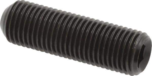Made in USA - 3/8-24 UNF, 1-1/4" Length Under Head, Cup Point Set Screw - Grade 8 Alloy Steel, 3/16" Key - Eagle Tool & Supply