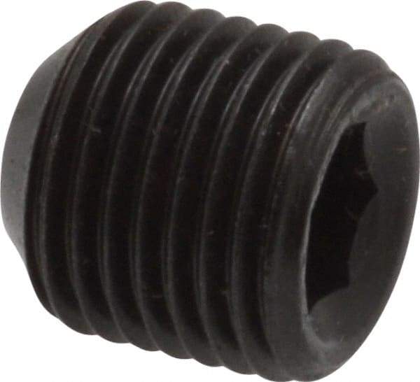 Made in USA - 1/2-20 UNF, 1/2" Length Under Head, Cup Point Set Screw - Grade 8 Alloy Steel, 1/4" Key - Eagle Tool & Supply