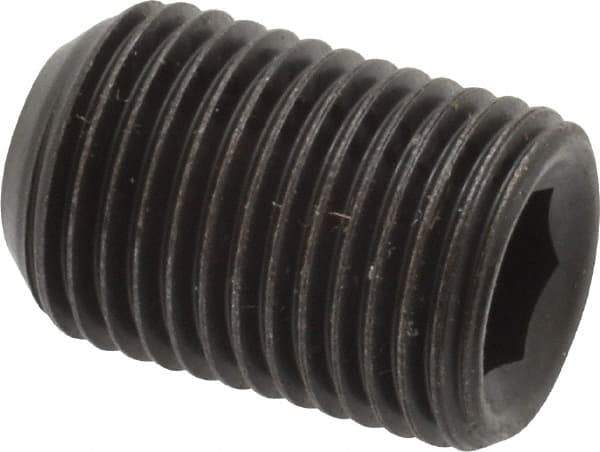 Made in USA - 1/2-20 UNF, 3/4" Length Under Head, Cup Point Set Screw - Grade 8 Alloy Steel, 1/4" Key - Eagle Tool & Supply