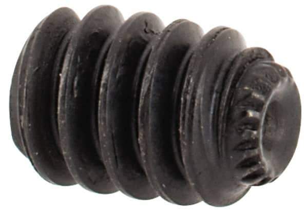 Made in USA - #6-32 UNC, 3/16" Length Under Head, Knurled Cup Point Set Screw - Grade 8 Alloy Steel, 1/16" Key - Eagle Tool & Supply