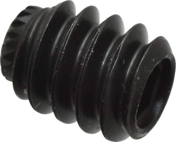 Made in USA - #10-24 UNC, 1/4" Length Under Head, Knurled Cup Point Set Screw - Grade 8 Alloy Steel, 3/32" Key - Eagle Tool & Supply