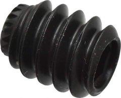 Made in USA - #10-24 UNC, 1/4" Length Under Head, Knurled Cup Point Set Screw - Grade 8 Alloy Steel, 3/32" Key - Eagle Tool & Supply