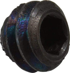 Made in USA - 1/4-20 UNC, 3/16" Length Under Head, Knurled Cup Point Set Screw - Grade 8 Alloy Steel, 1/8" Key - Eagle Tool & Supply