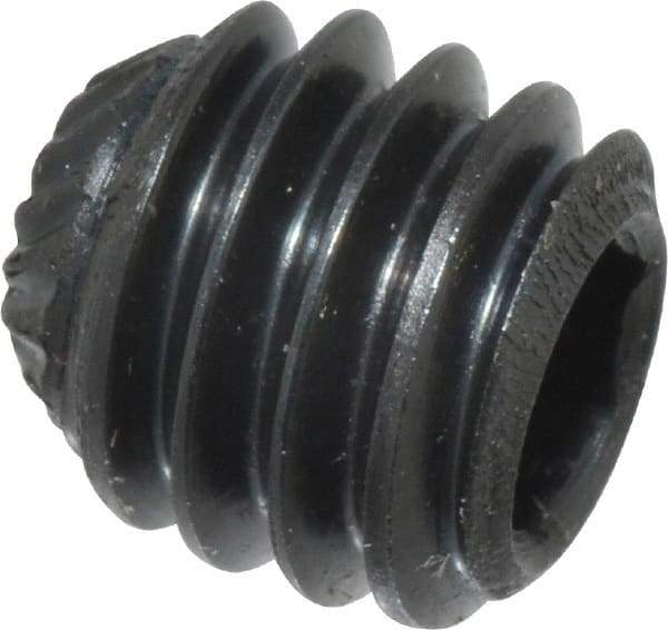 Made in USA - 5/16-18 UNC, 5/16" Length Under Head, Knurled Cup Point Set Screw - Grade 8 Alloy Steel, 5/32" Key - Eagle Tool & Supply
