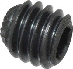 Made in USA - 5/16-18 UNC, 5/16" Length Under Head, Knurled Cup Point Set Screw - Grade 8 Alloy Steel, 5/32" Key - Eagle Tool & Supply
