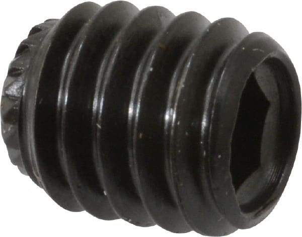 Made in USA - 5/16-18 UNC, 3/8" Length Under Head, Knurled Cup Point Set Screw - Grade 8 Alloy Steel, 5/32" Key - Eagle Tool & Supply