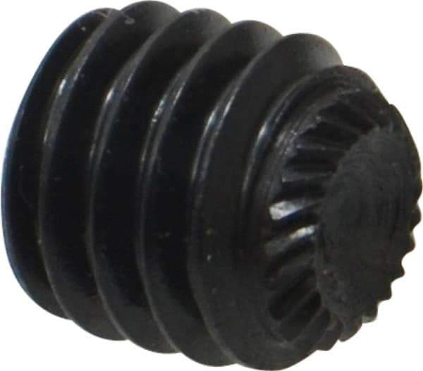 Made in USA - 3/8-18 UNC, 3/8" Length Under Head, Knurled Cup Point Set Screw - Grade 8 Alloy Steel, 3/16" Key - Eagle Tool & Supply