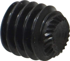 Made in USA - 3/8-18 UNC, 3/8" Length Under Head, Knurled Cup Point Set Screw - Grade 8 Alloy Steel, 3/16" Key - Eagle Tool & Supply