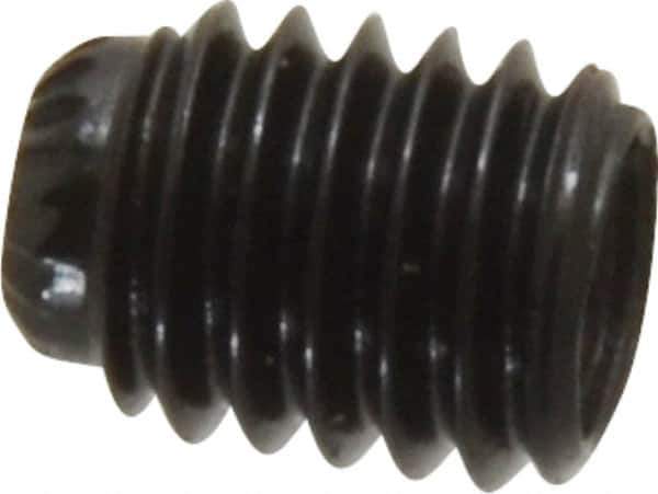 Value Collection - #10-32 UNF, 1/4" OAL, Knurled Cup Point Set Screw - Grade 8 Alloy Steel, 3/32" Key - Eagle Tool & Supply