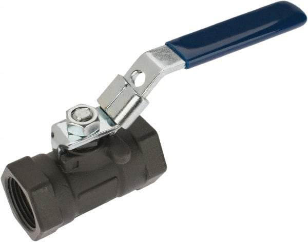 NIBCO - 1" Pipe, Reduced Port, Carbon Steel Standard Ball Valve - 1 Piece, Inline - One Way Flow, FNPT x FNPT Ends, Locking Lever Handle, 2,000 WOG - Eagle Tool & Supply