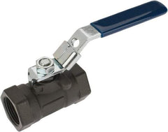 NIBCO - 1" Pipe, Reduced Port, Carbon Steel Standard Ball Valve - 1 Piece, Inline - One Way Flow, FNPT x FNPT Ends, Locking Lever Handle, 2,000 WOG - Eagle Tool & Supply