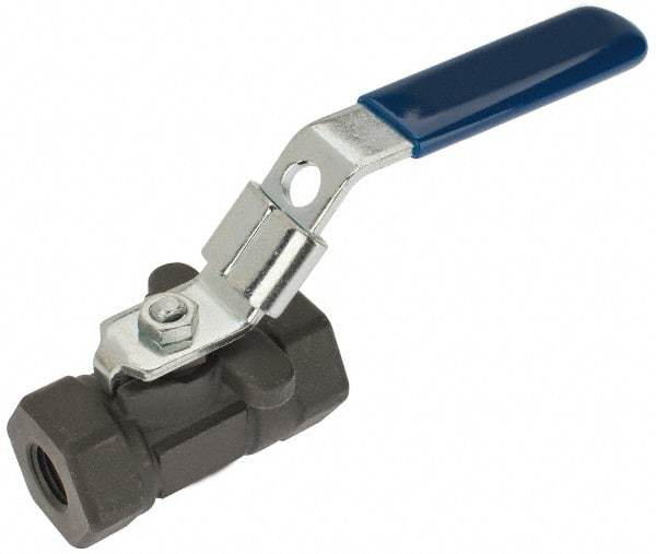 NIBCO - 1/4" Pipe, Reduced Port, Carbon Steel Standard Ball Valve - 1 Piece, Inline - One Way Flow, FNPT x FNPT Ends, Locking Lever Handle, 2,000 WOG - Eagle Tool & Supply