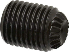 Made in USA - 3/8-24 UNF, 1/2" Length Under Head, Knurled Cup Point Set Screw - Grade 8 Alloy Steel, 3/16" Key - Eagle Tool & Supply
