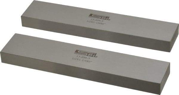 SPI - 6" Long x 1-1/4" High x 1/2" Thick, Steel Parallel - 0.0003" & 0.002" Parallelism, Sold as Matched Pair - Eagle Tool & Supply