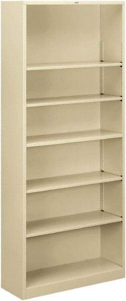 Hon - 6 Shelf, 81-1/8" High x 34-1/2" Wide Bookcase - 12-5/8" Deep, Steel, Putty - Eagle Tool & Supply