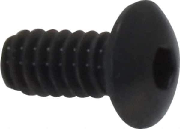 Made in USA - #4-40 UNC Hex Socket Drive, Button Screw - Alloy Steel, Black Oxide Finish, Fully Threaded, 1/4" Length Under Head - Eagle Tool & Supply