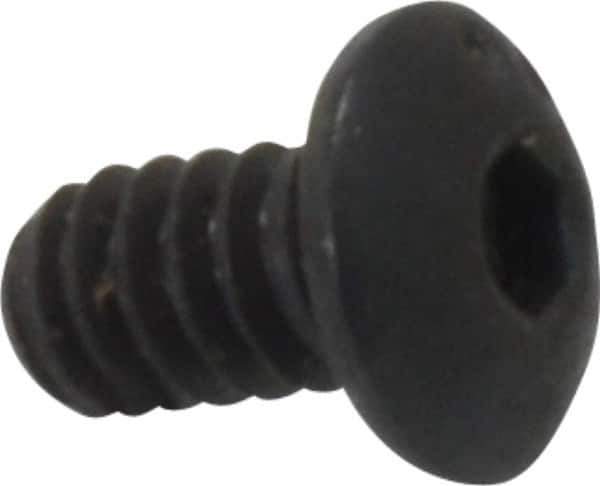 Made in USA - #6-32 UNC Hex Socket Drive, Button Screw - Alloy Steel, Black Oxide Finish, Fully Threaded, 1/4" Length Under Head - Eagle Tool & Supply