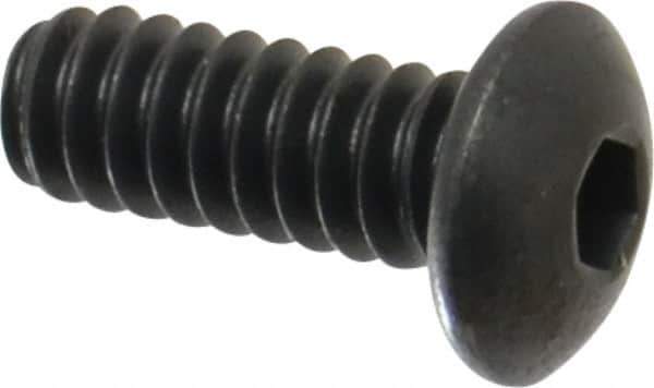 Made in USA - #6-32 UNC Hex Socket Drive, Button Screw - Alloy Steel, Black Oxide Finish, Fully Threaded, 3/8" Length Under Head - Eagle Tool & Supply