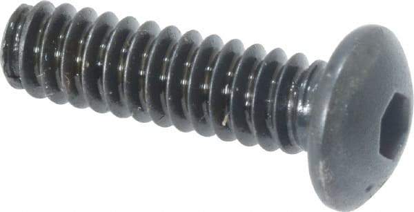Made in USA - #6-32 UNC Hex Socket Drive, Button Screw - Alloy Steel, Black Oxide Finish, Fully Threaded, 1/2" Length Under Head - Eagle Tool & Supply