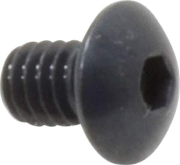 Made in USA - #8-32 UNC Hex Socket Drive, Button Screw - Alloy Steel, Black Oxide Finish, Fully Threaded, 1/4" Length Under Head - Eagle Tool & Supply