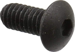 Made in USA - #8-32 UNC Hex Socket Drive, Button Screw - Alloy Steel, Black Oxide Finish, Fully Threaded, 3/8" Length Under Head - Eagle Tool & Supply